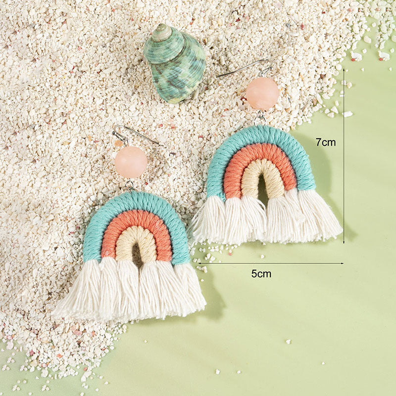 Wholesale Tassel Rainbow Ear Hook Earrings